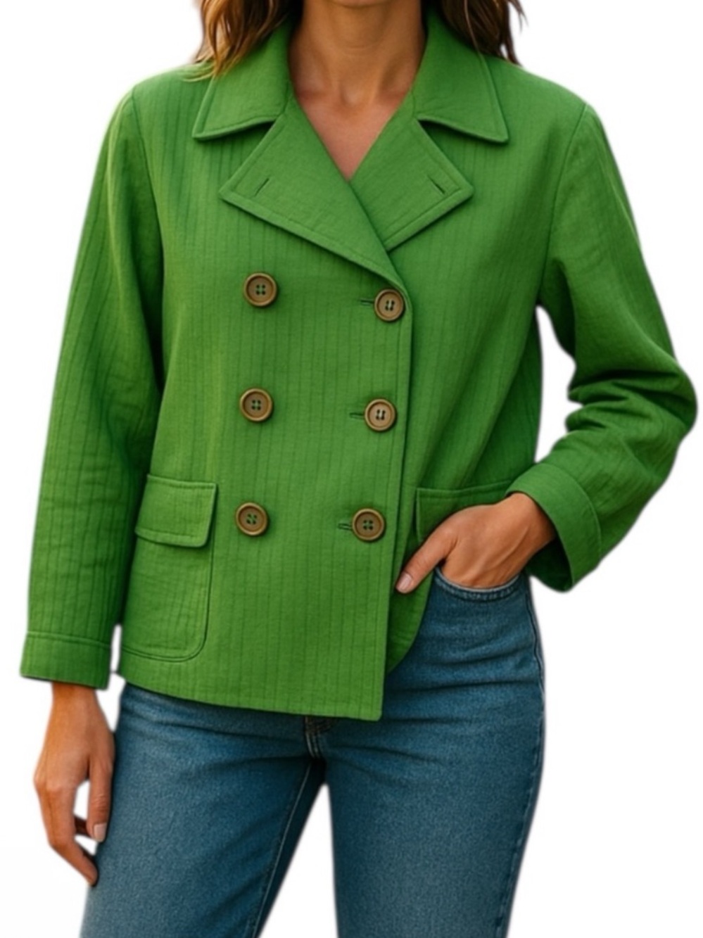 Elliott Lauren Green Button Front Jacket Size 8